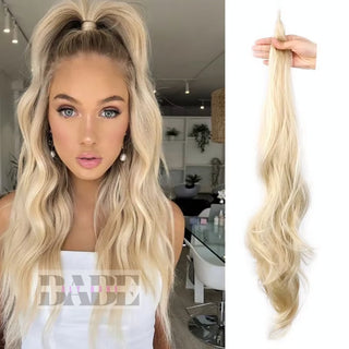 32 Inch  Natural Wavy Hairpiece Pony Tail image 0