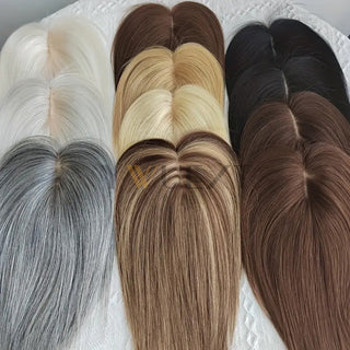 Real Human Hair Topper Extensions - Seamless Straight Hair Pieces 7x11cm Base Ne image 3