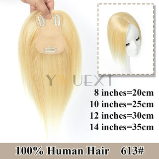 Real Human Hair Topper Extensions - Seamless Straight Hair Pieces 7x11cm Base Ne image 7