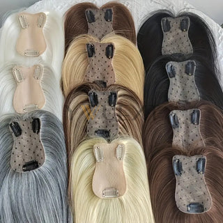 Real Human Hair Topper Extensions - Seamless Straight Hair Pieces 7x11cm Base Ne image 4