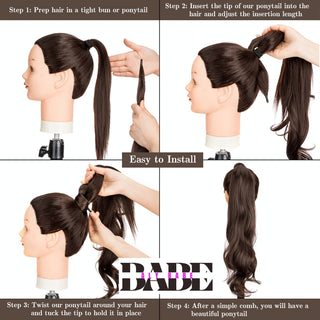 32 Inch  Natural Wavy Hairpiece Pony Tail image 5