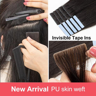 Invisible Tape In Extensions Human Hair Seamless Pu Skin Weft Injected Hair Exte image 0