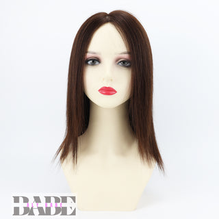 Aly Babe™ Silk Top Full Lace Wig – 14" Medium Brown Remy Human Hair, PU Fron image 6