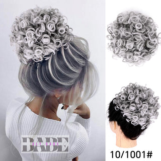 Messy Bun Hair Piece Short Curly Ponytail image 10