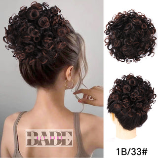 Messy Bun Hair Piece Short Curly Ponytail image 8