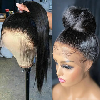 Aly Babe™ 13x4 & 13x6 Bone Straight Human Hair Wigs – 40 Inch HD Transparent image 6