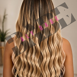 Genius weft 22inches long dark roots with light blonde highlights