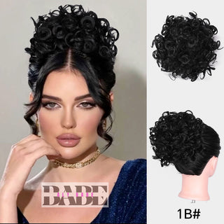 Messy Bun Hair Piece Short Curly Ponytail image 9