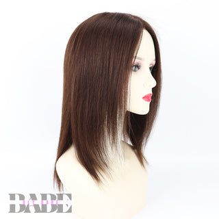 Aly Babe™ Silk Top Full Lace Wig – 14" Medium Brown Remy Human Hair, PU Fron image 8