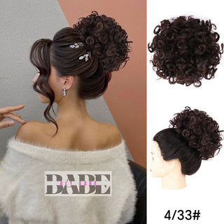 Messy Bun Hair Piece Short Curly Ponytail image 13