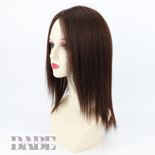 Aly Babe™ Silk Top Full Lace Wig – 14" Medium Brown Remy Human Hair, PU Fron image 7