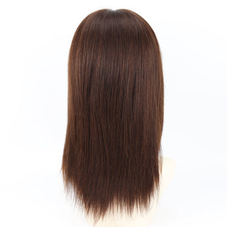 Aly Babe™ Silk Top Full Lace Wig – 14" Medium Brown Remy Human Hair, PU Fron image 11
