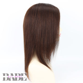 Aly Babe™ Silk Top Full Lace Wig – 14" Medium Brown Remy Human Hair, PU Fron image 9